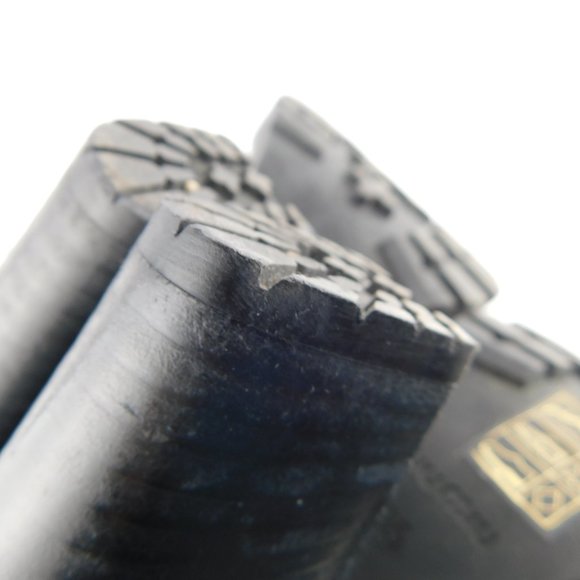 MIU MIU Black Leather Steel Plated Toe Lace Up Buckled Block Heel Booties 35 - Picture 9 of 9